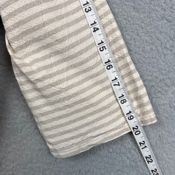 Rita NoTiara Linen Ruffle Blouse Tan White Stripe One SZ  Lagenlook Boho - Picture 8 of 11